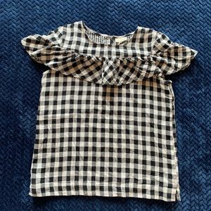Girls Black and White Checked Top